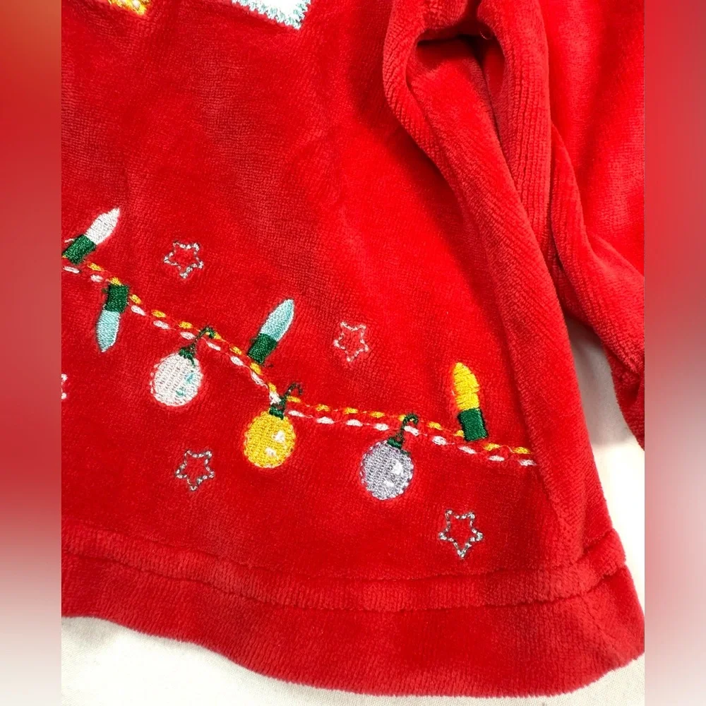 THE‎ MAYFAIR COMPANY Baby Girl Christmas Velour Embroidered Top 0-3 m Peter Pan